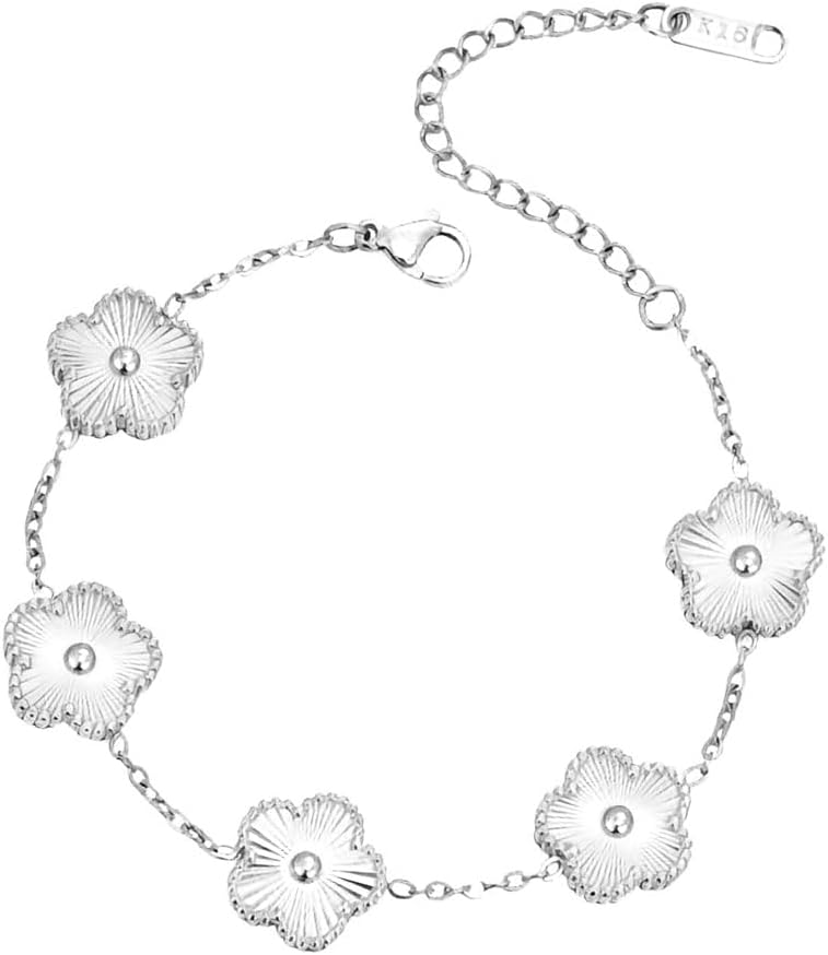 FLY FEI 18K Gold-Plated Four Leaf Clover Bracelet for Women,Adjustable lucky Bracelet Set Jewelry Gift-Hypoallergenic Charm for Birthdays, Wellness & Daily Wear - Image 1
